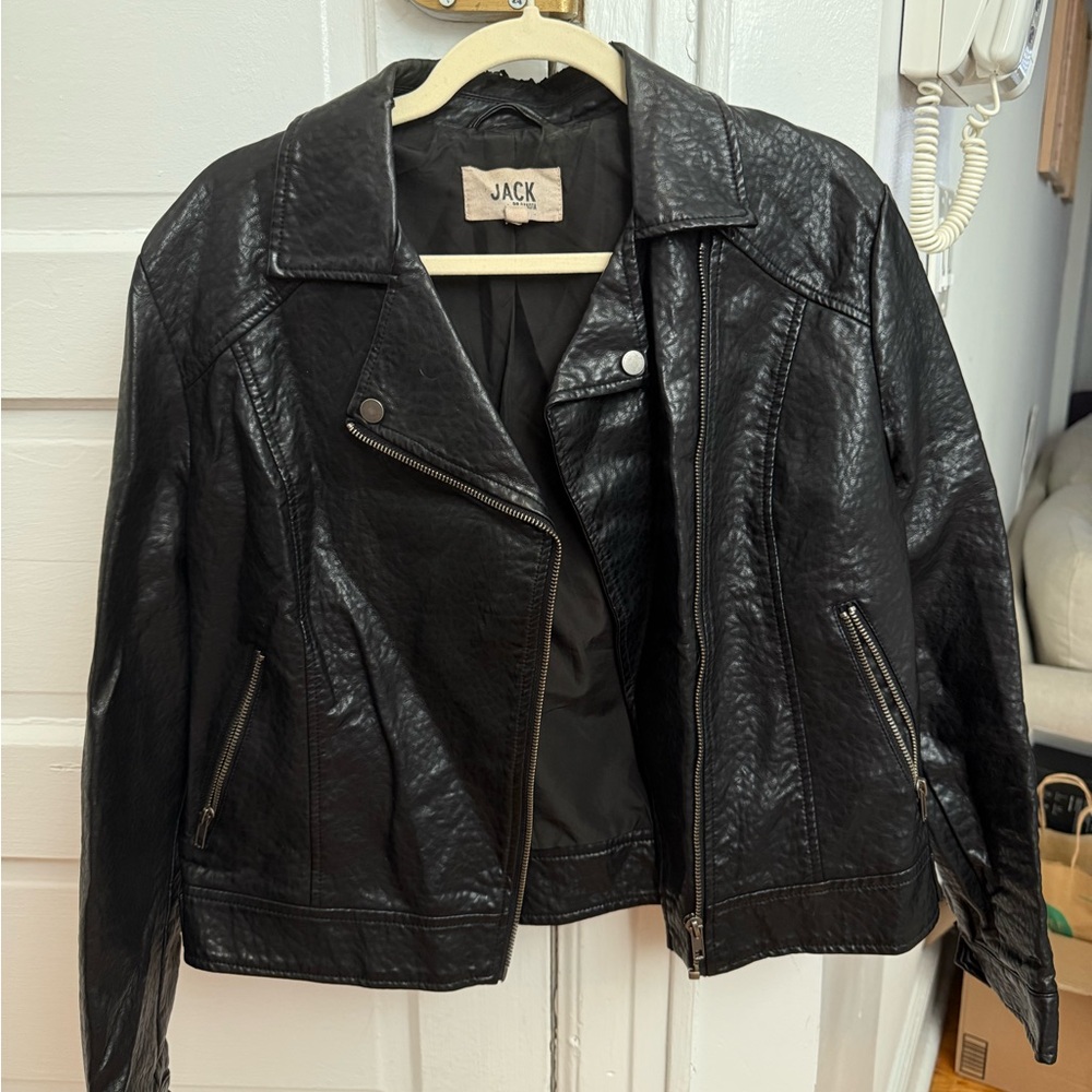 Jack by BB Dakota Black Leather Jacket Asymmetrical Zipper